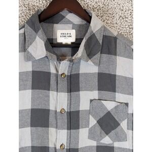 Field & Stream Flannel Shirt Plaid Button Up Long Sleeve Gray 2XL